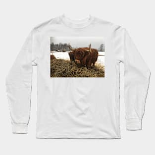 Scottish Highland Cattle Cow and Calf 1864 Long Sleeve T-Shirt